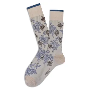 Beige Fresh of Modal Punjab Flower Mid-Calf Socks - Marcoliani