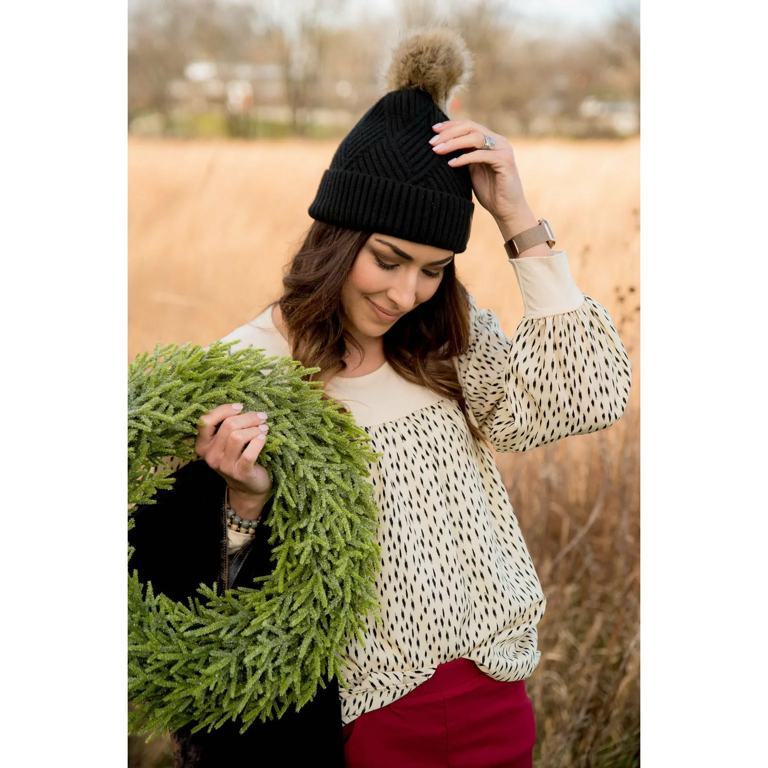 Brush Stroke Bib Blouse