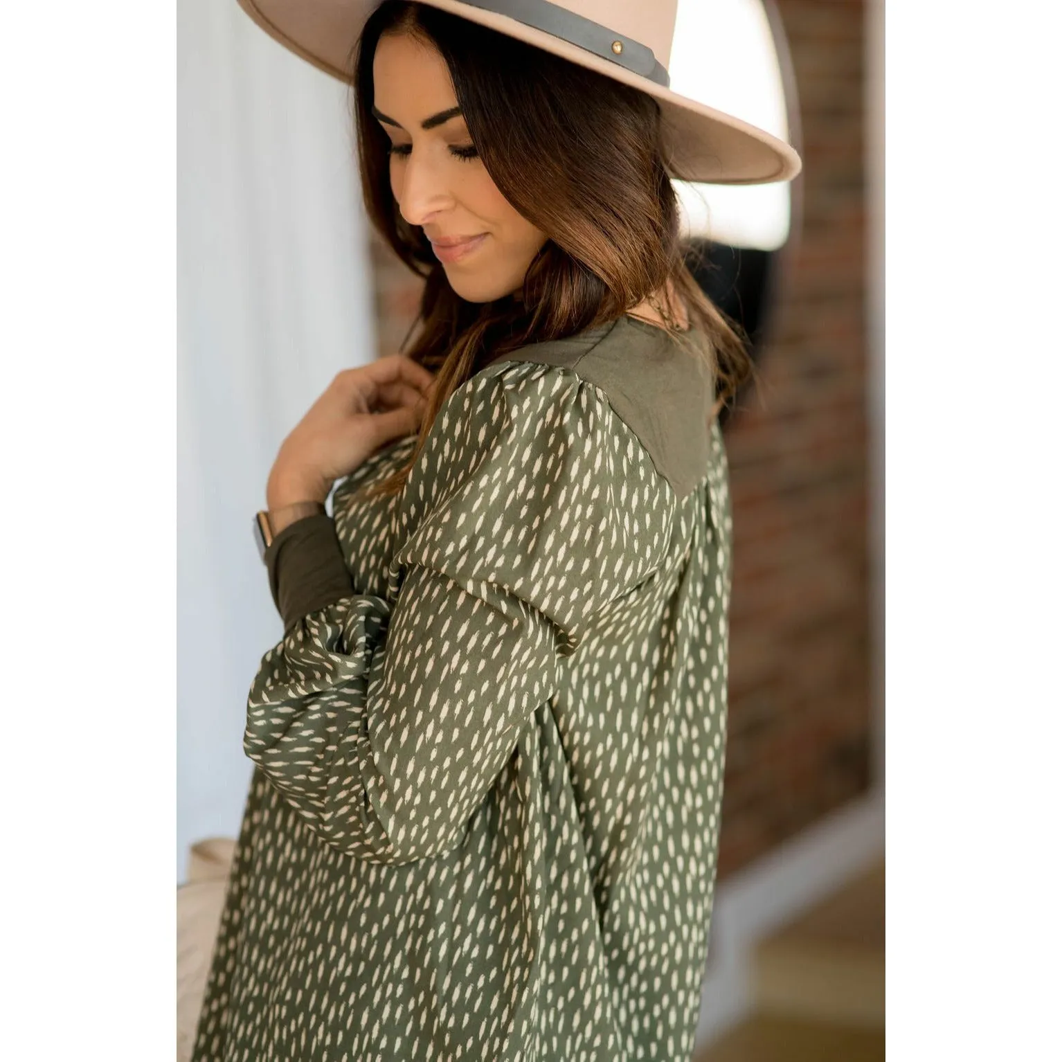 Brush Stroke Bib Blouse