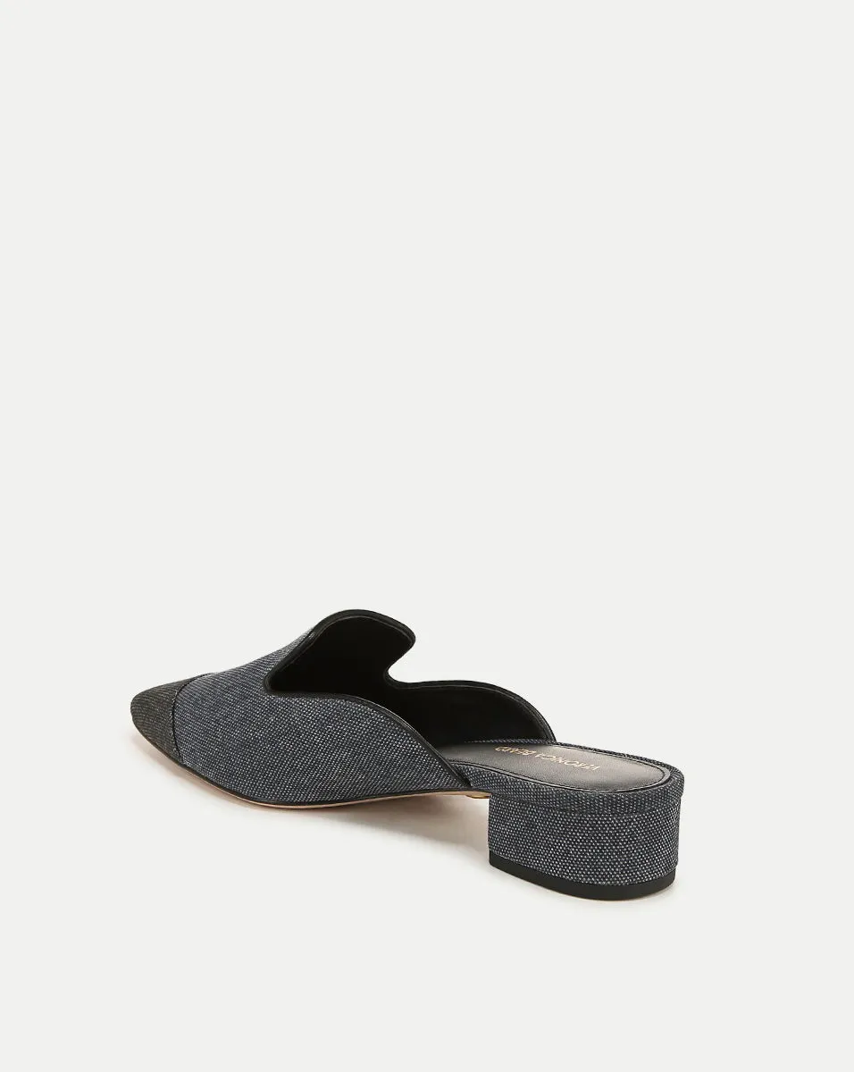 Cecile Denim Cap-Toe Mule