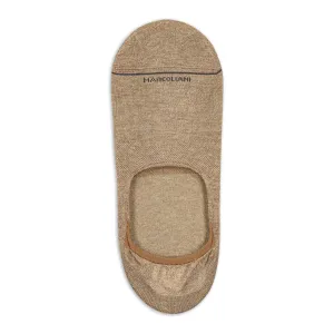 Chino Beige Cotton Invisible Touch No-Show Socks - Marcoliani