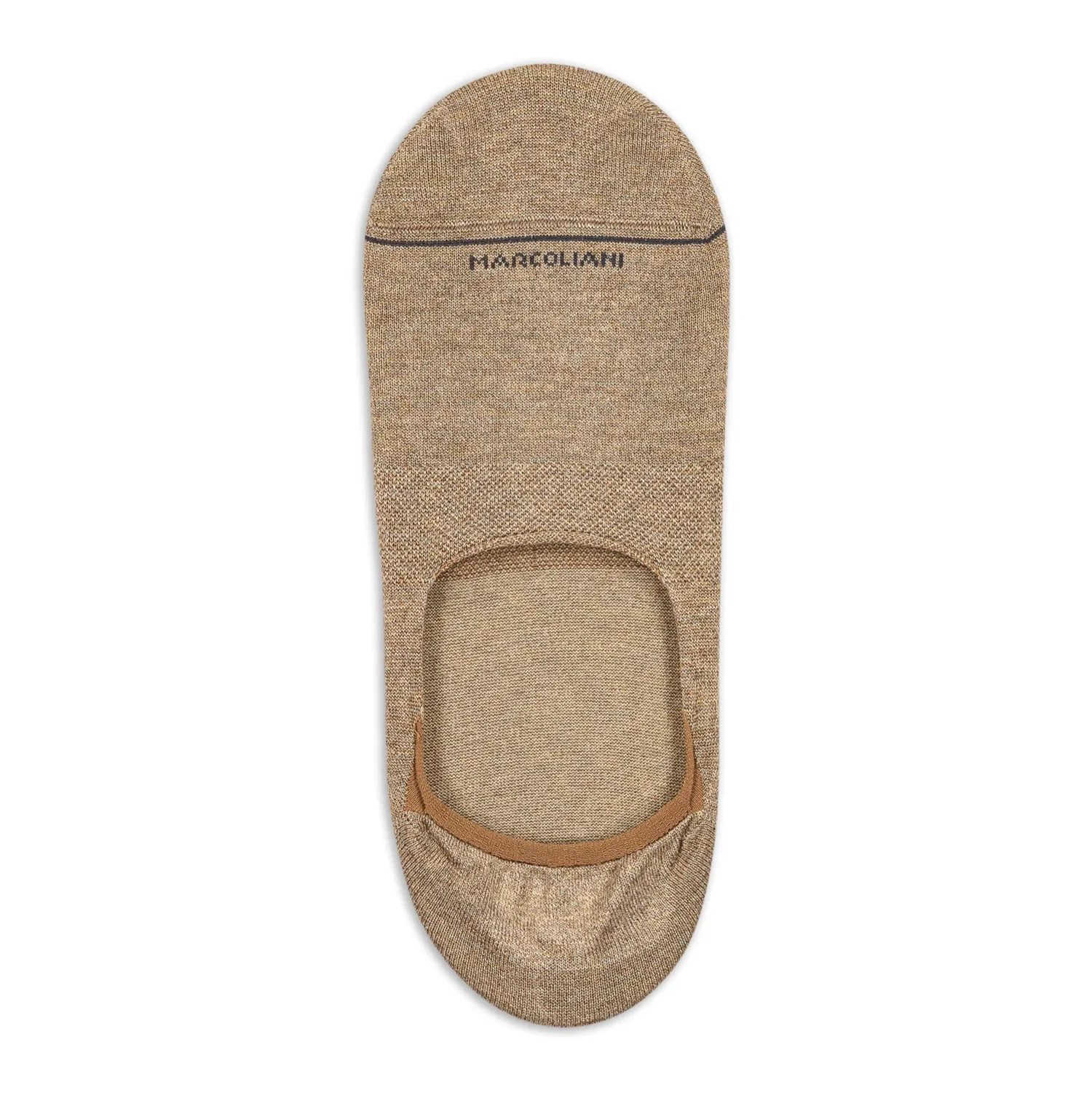 Chino Beige Cotton Invisible Touch No-Show Socks - Marcoliani