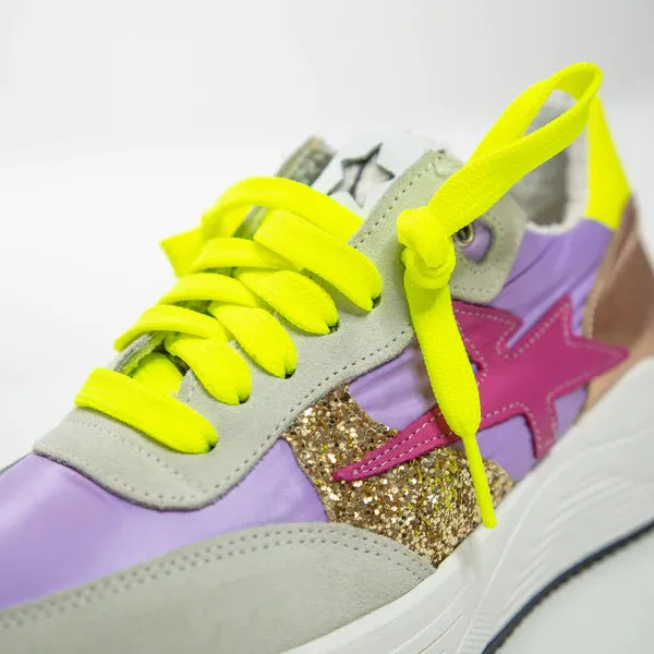 Cynthia Richard Women's Lightning Strikes Leather Sneakers - Lilac Purple Multi