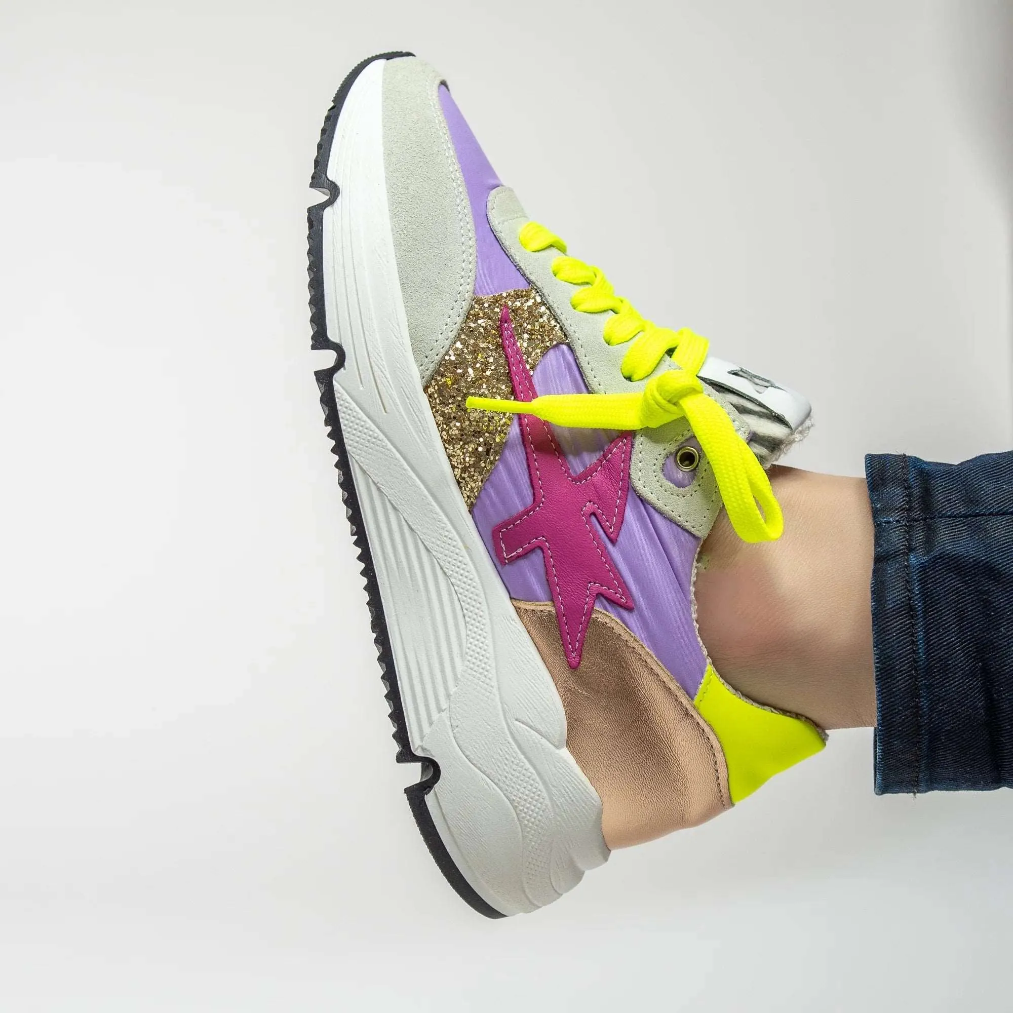 Cynthia Richard Women's Lightning Strikes Leather Sneakers - Lilac Purple Multi