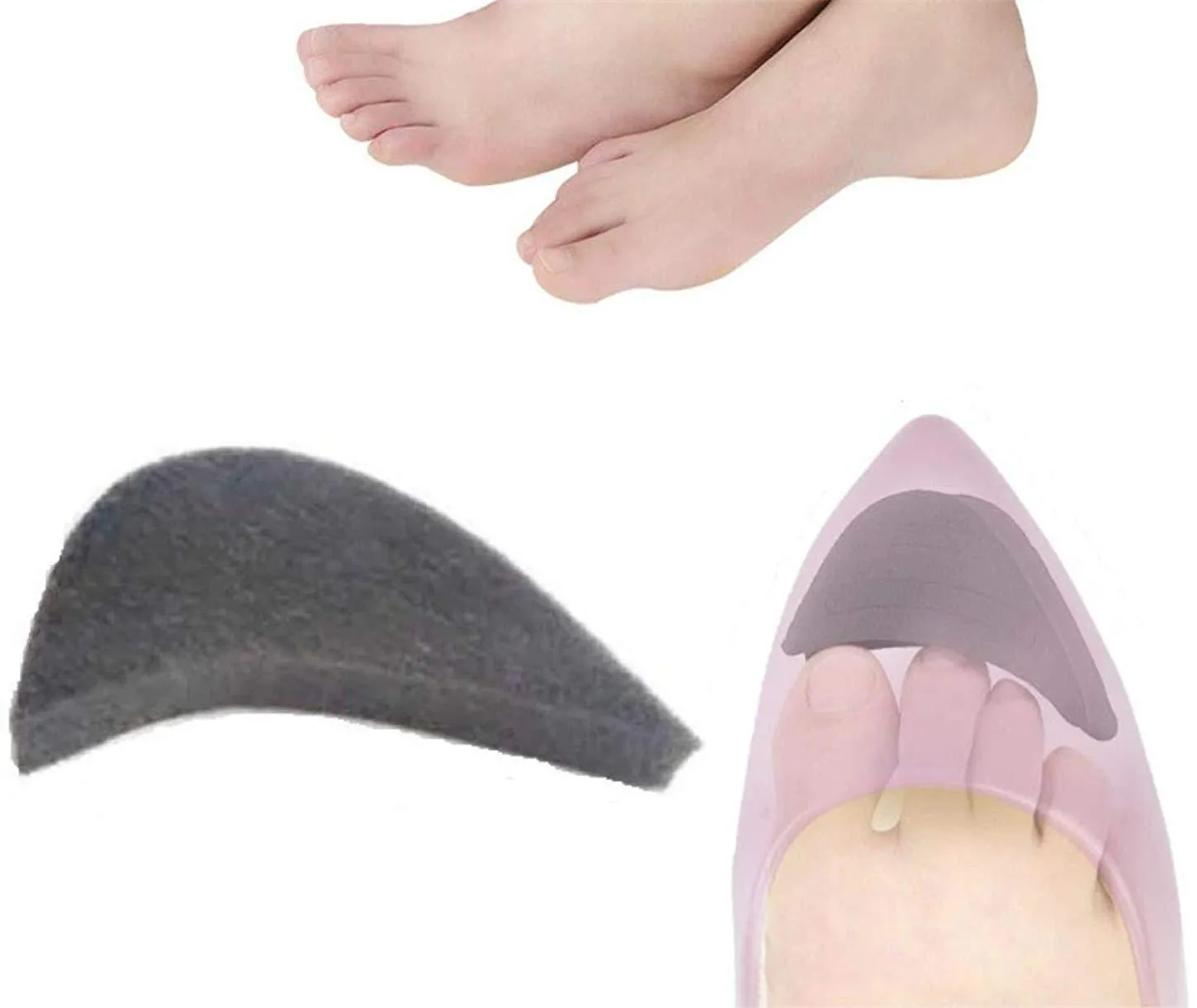 Digital Shoppy Forefoot Shoe Insert Pads High heels Toe Guard Half Sponge Cushion Feet Filler Adjustment Pads and Silicone Heel Protector Heel Grip Stickers Heel Liner Strips - 1 Pair