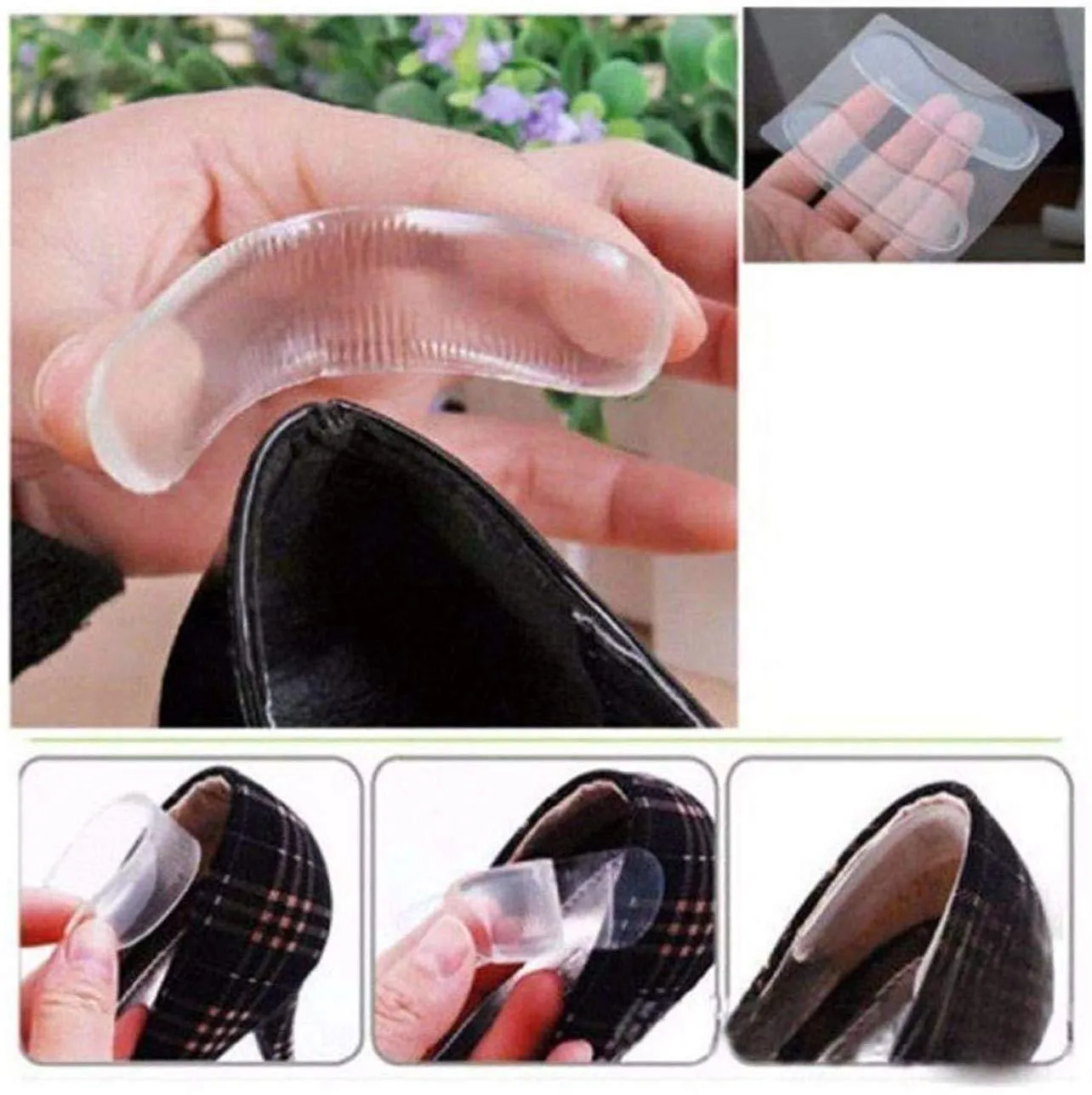 Digital Shoppy Forefoot Shoe Insert Pads High heels Toe Guard Half Sponge Cushion Feet Filler Adjustment Pads and Silicone Heel Protector Heel Grip Stickers Heel Liner Strips - 1 Pair