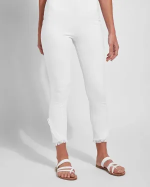 Fringe Bottom Capris In White | White