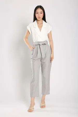Kristela Tailored Jumpsuit in White Grey