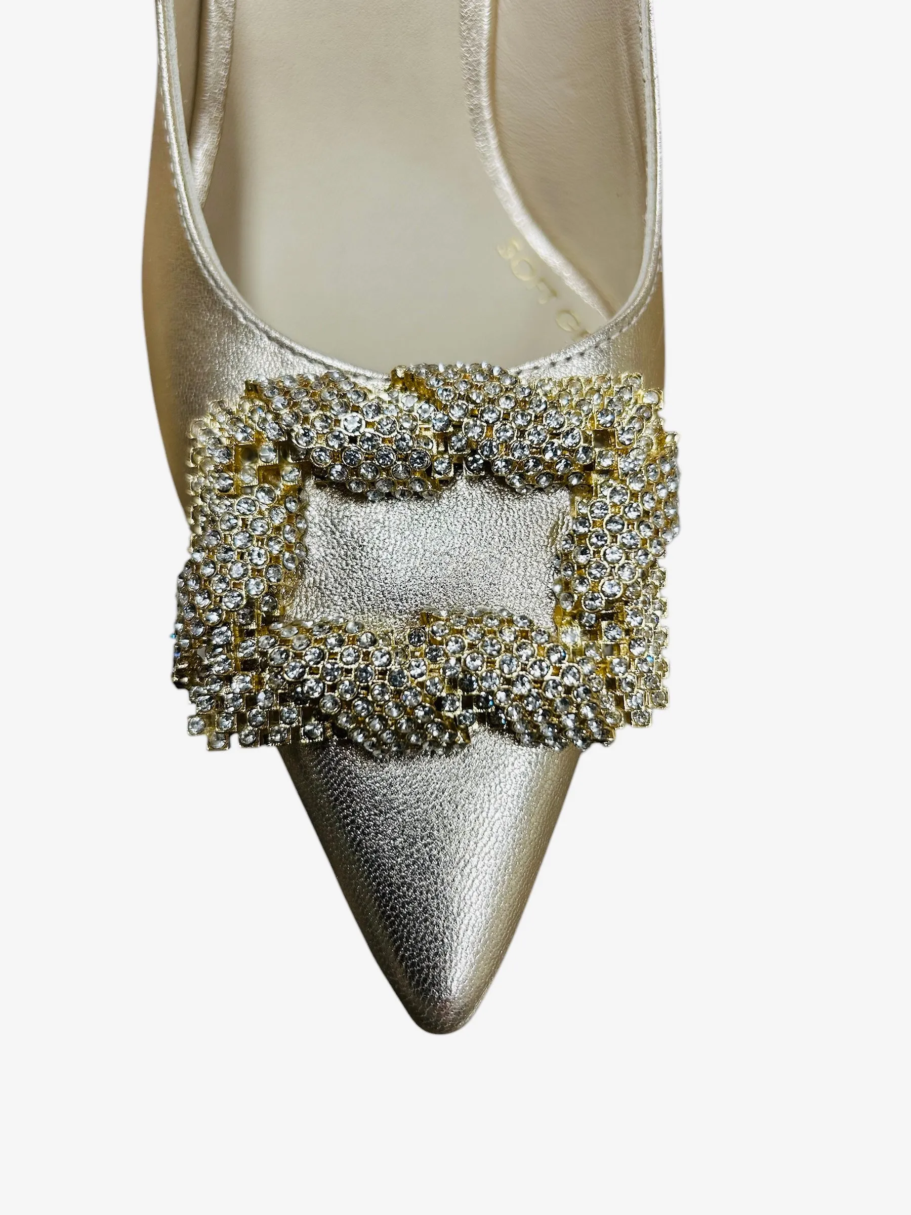 Marian gold slingback with buckle detail