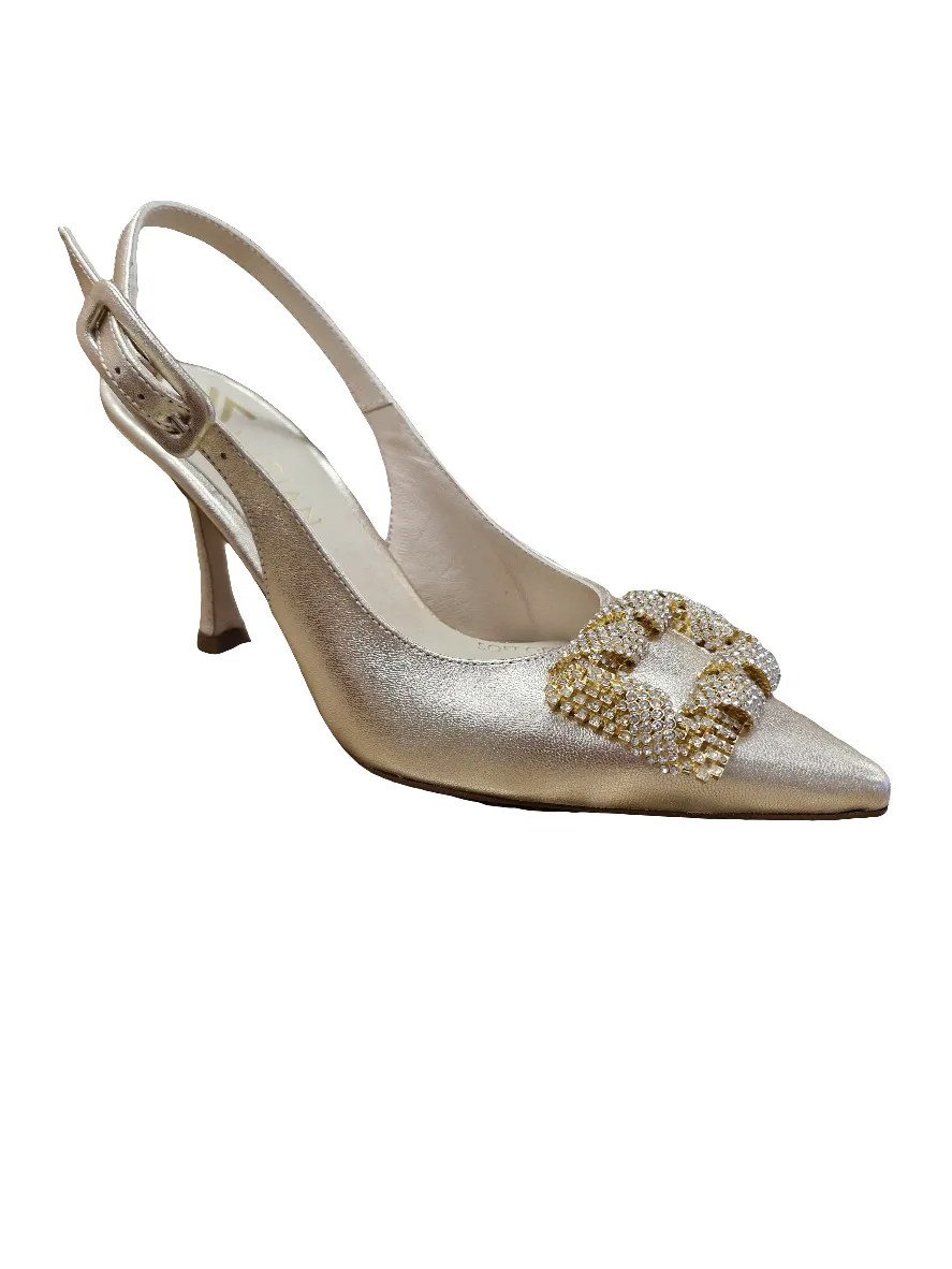 Marian gold slingback with buckle detail