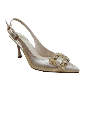 Marian gold slingback with buckle detail