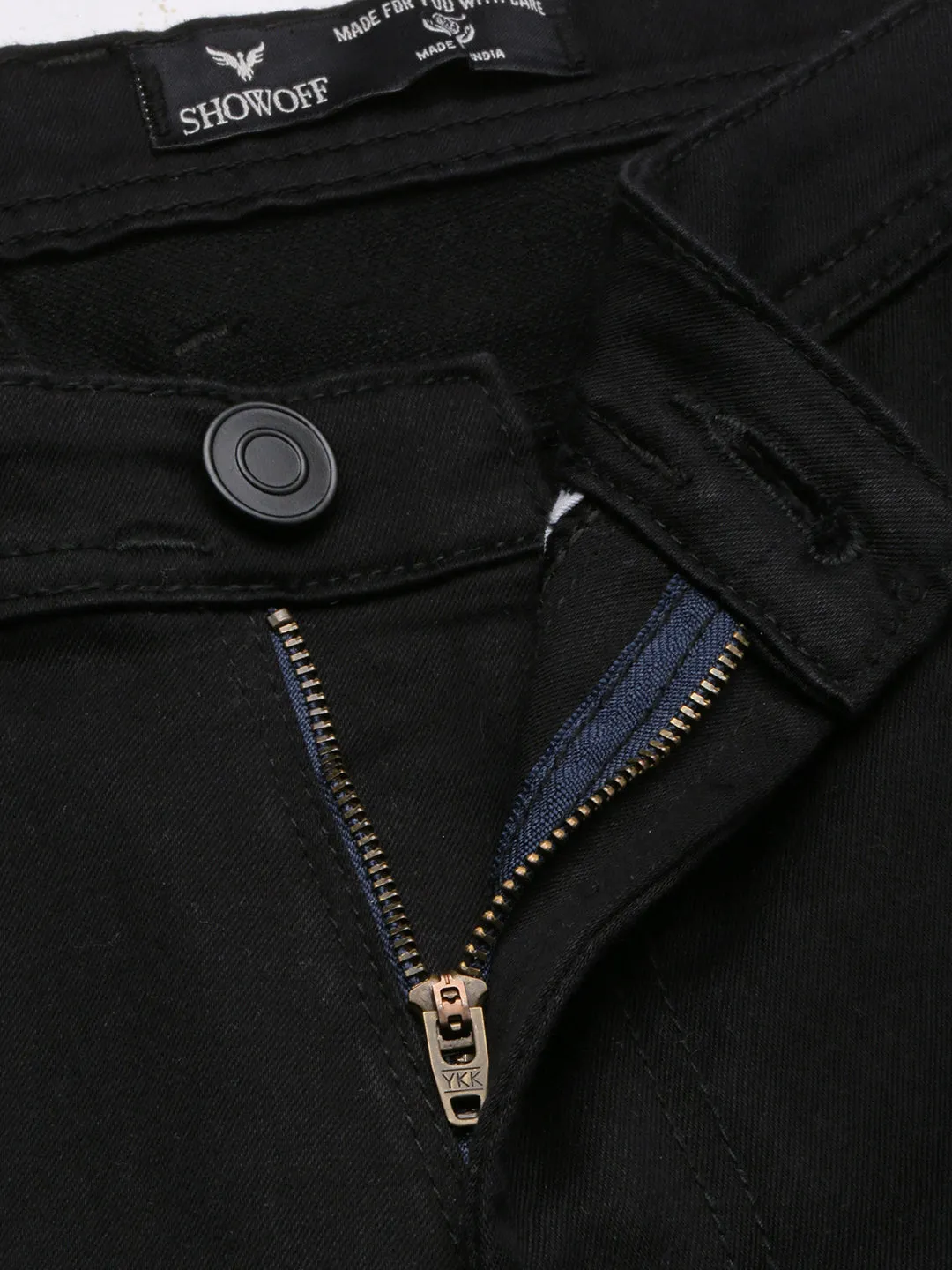 Men Black Comfort Low-Rise Acid Wash Stretchable Jeans