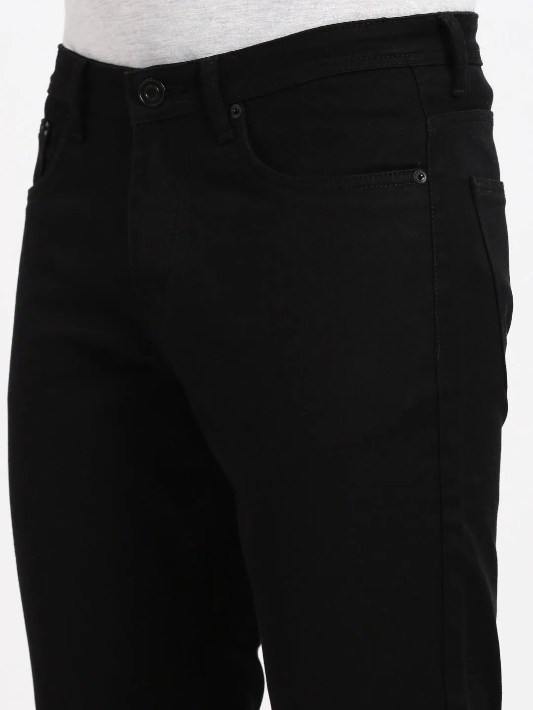 Men Black Comfort Low-Rise Acid Wash Stretchable Jeans