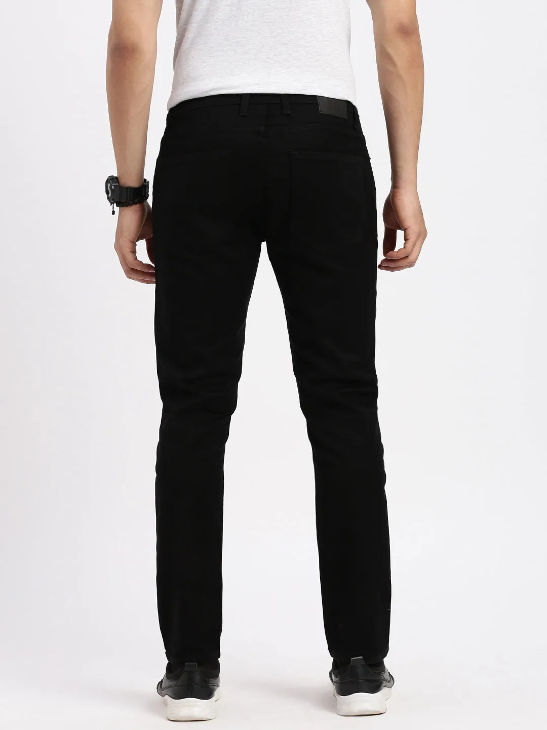 Men Black Comfort Low-Rise Acid Wash Stretchable Jeans
