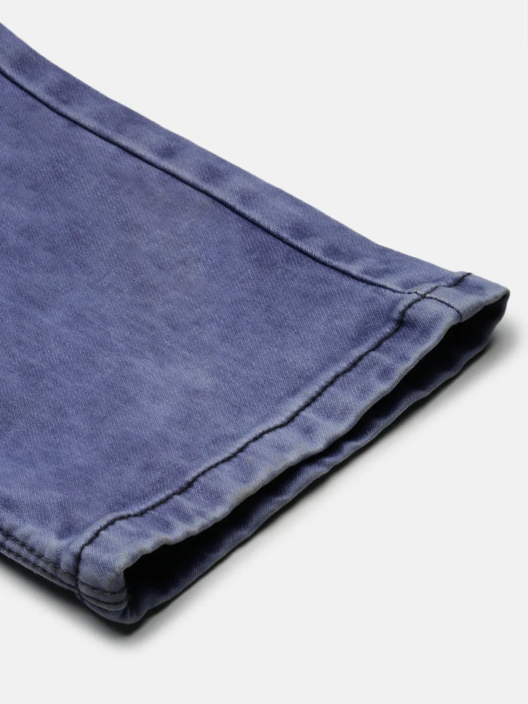 Men Blue Solid Straight Fit Low-Rise Heavy Fade Acid Wash Stretchable Jeans