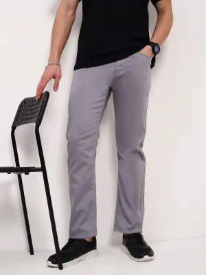 Men Grey Solid Straight Fit Low-Rise Stretchable Jeans