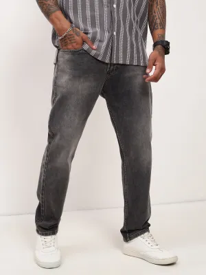 Men Grey Solid Straight Fit Stretchable Jeans