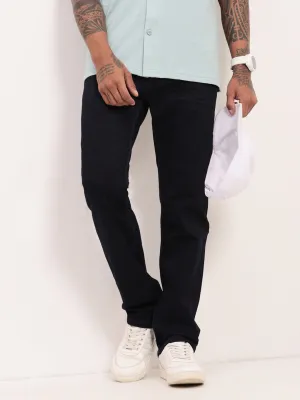 Men Navy Blue Comfort Straight Fit Low-Rise Acid Wash Stretchable Jeans