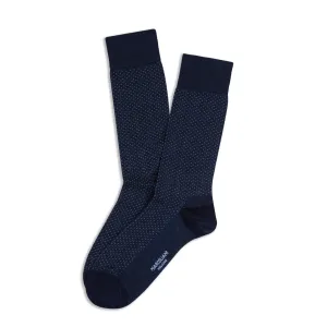 Navy Blue Fresh of Modal Micro Pindot Mid-Calf Socks - Marcoliani