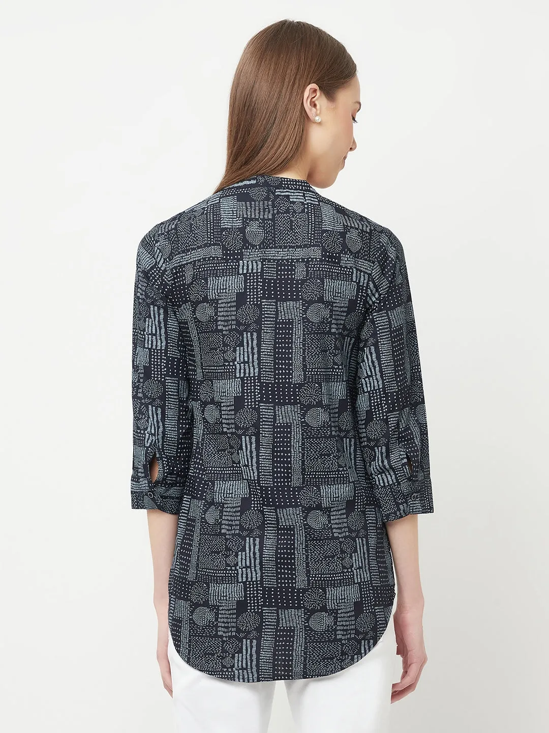 Navy Blue Printed Top