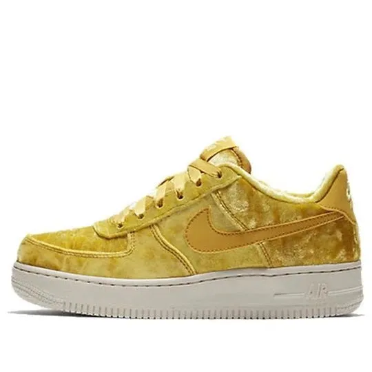 NIKE AIR FORCE 1 LV8 MINERAL GOLD LIMITED EDITION VELVET SNEAKERS