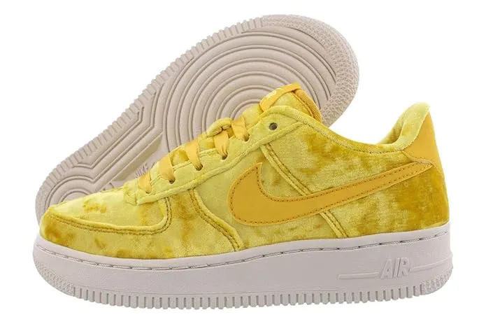 NIKE AIR FORCE 1 LV8 MINERAL GOLD LIMITED EDITION VELVET SNEAKERS