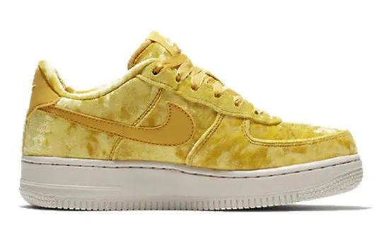 NIKE AIR FORCE 1 LV8 MINERAL GOLD LIMITED EDITION VELVET SNEAKERS