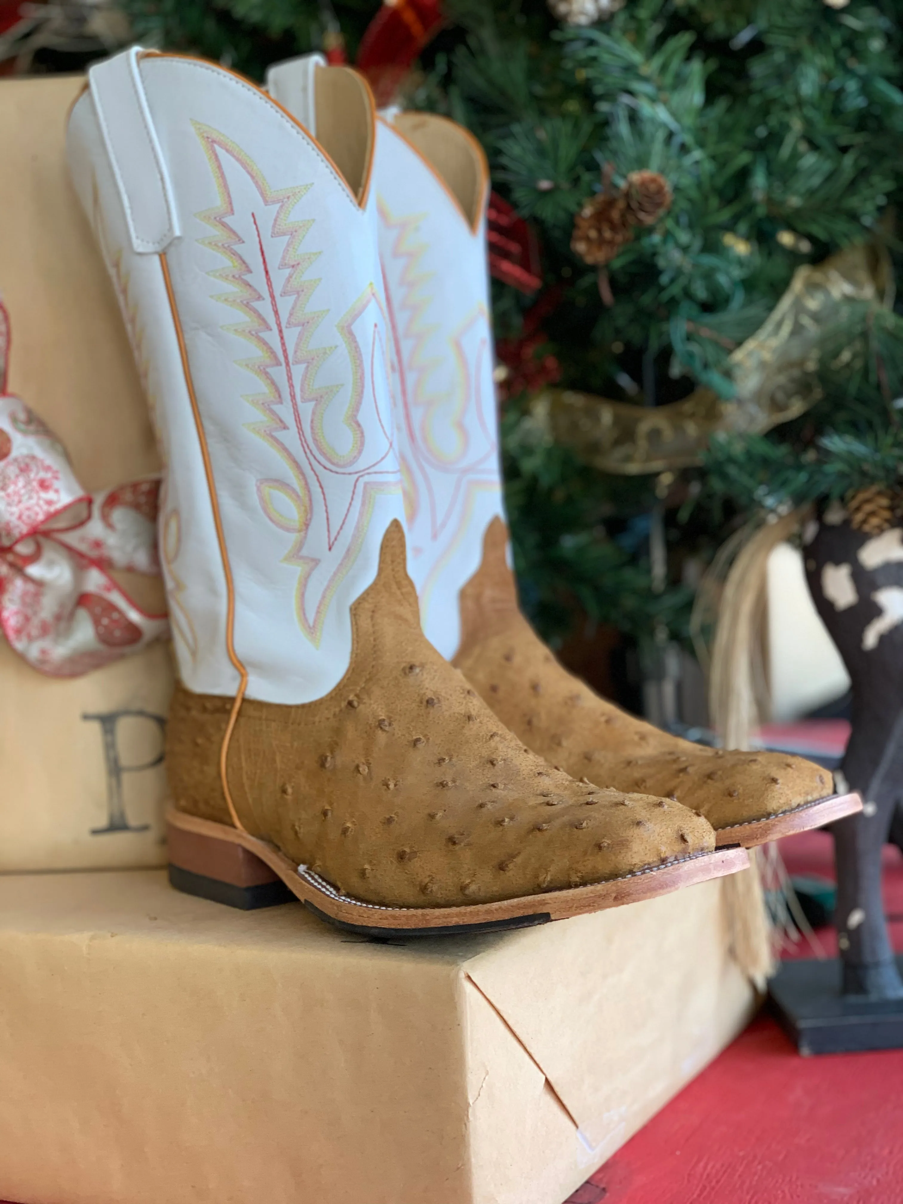PATTON'S ANDERSON BEAN EXCLUSIVE "THE PATRICK" ANT SADDLE WW OSTRICH BOOTS