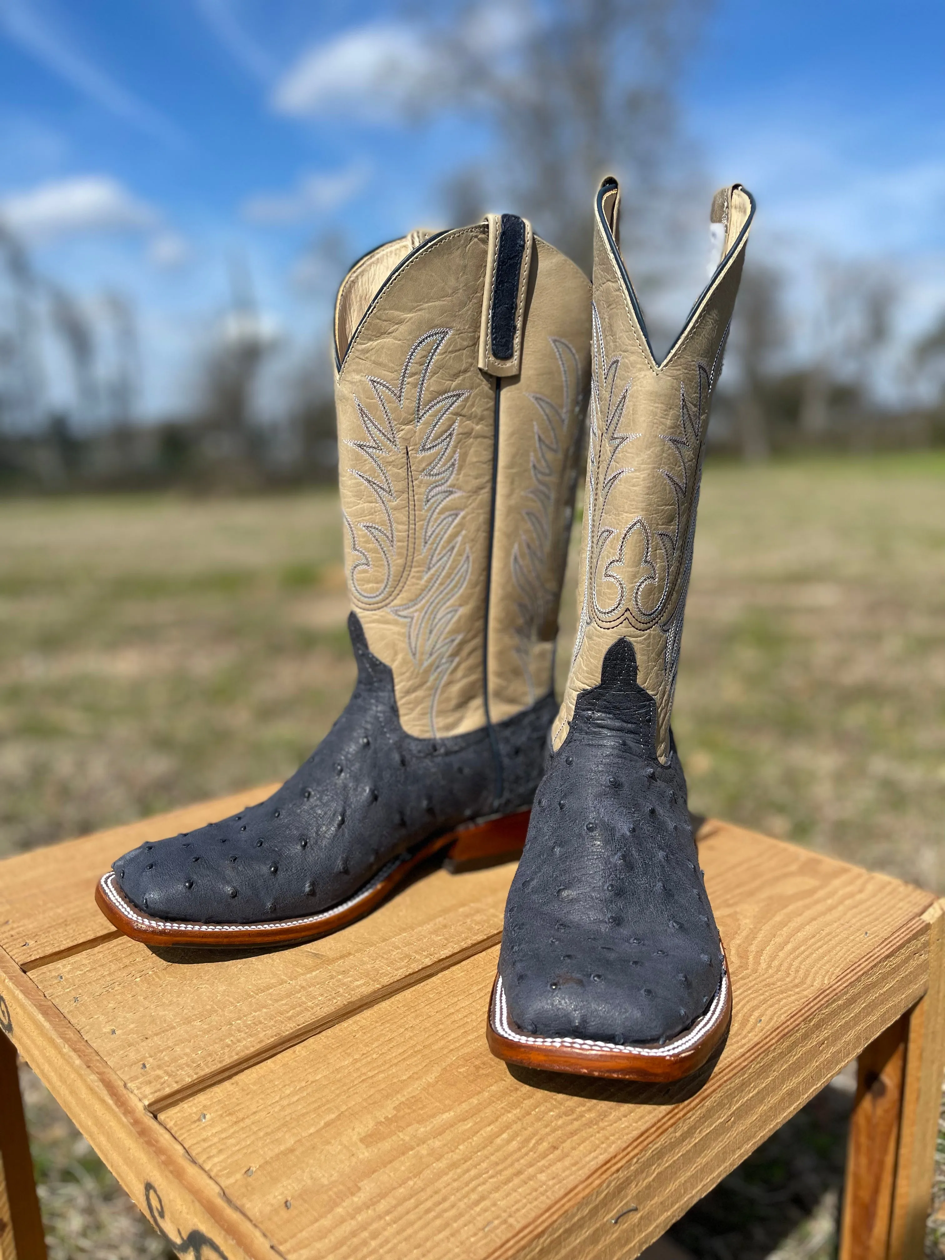PATTON'S ANDERSON BEAN EXCLUSIVE "THE ROBERT" DEEP NAVY WW FULL QUILL BOOTS