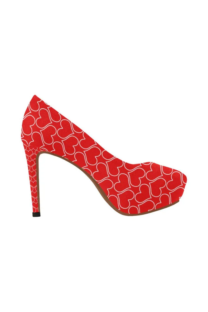 Red Hearts Women's High Heels