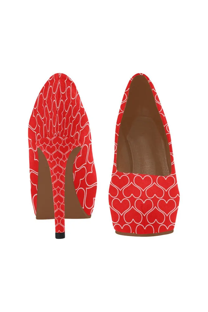 Red Hearts Women's High Heels