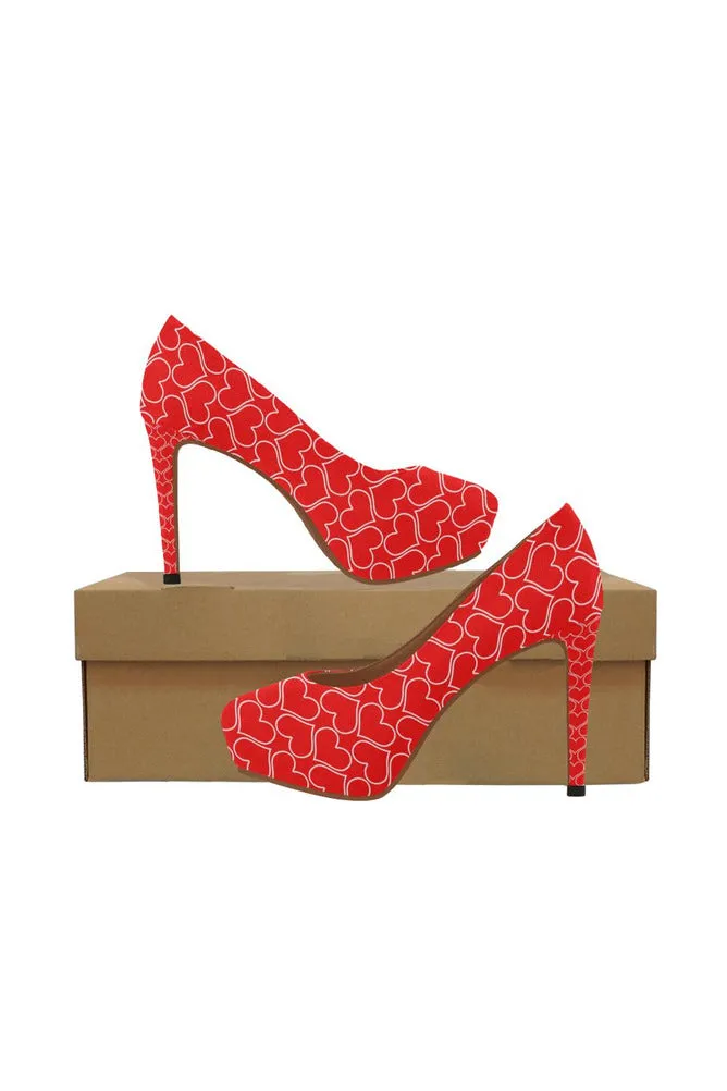Red Hearts Women's High Heels
