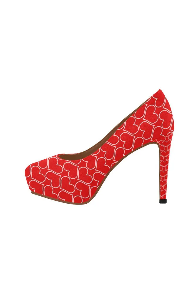 Red Hearts Women's High Heels