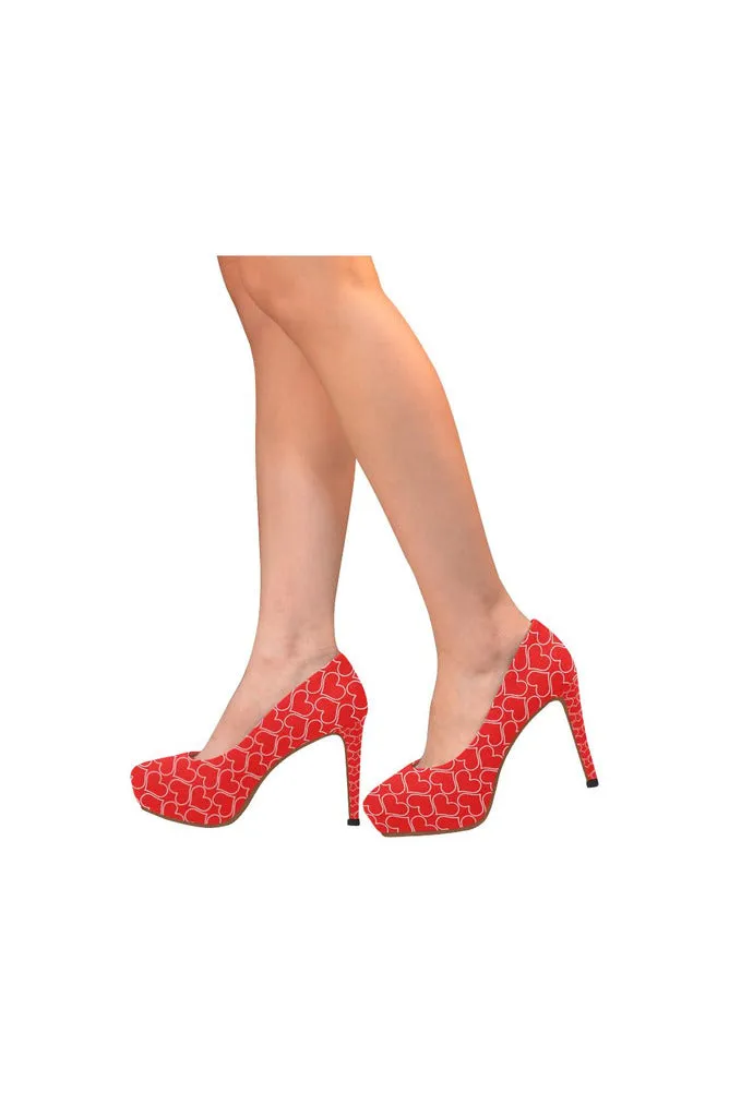 Red Hearts Women's High Heels