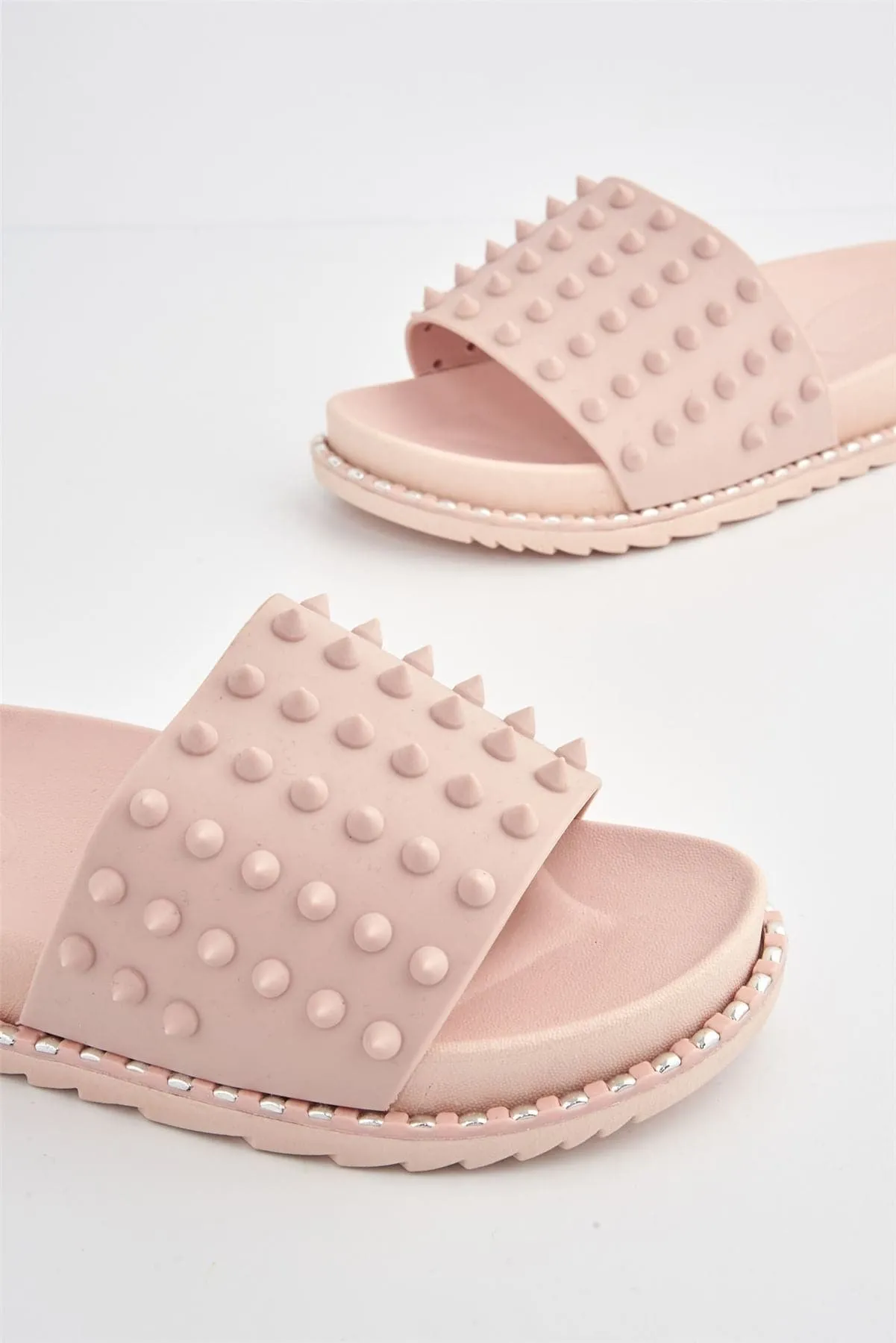 Stealth Studded Slider in Pink