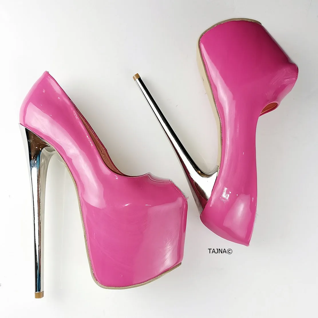 Sugar Pink Patent Fish-mouth Peep Toe Heels