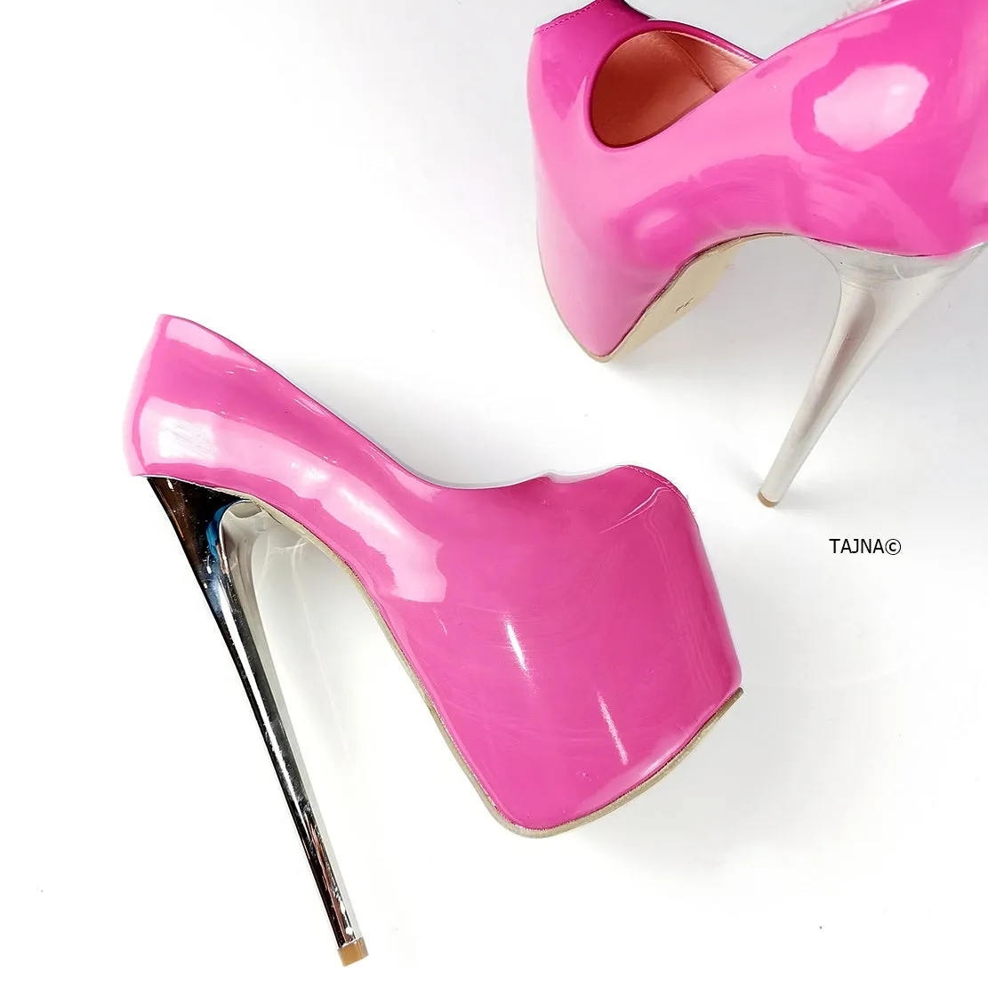 Sugar Pink Patent Fish-mouth Peep Toe Heels