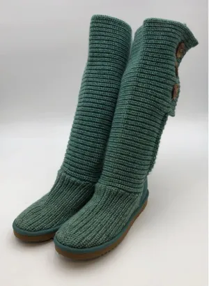 Ugg Classic Women's Cardy Blue Knitted Winter Snow Boots - Size 7