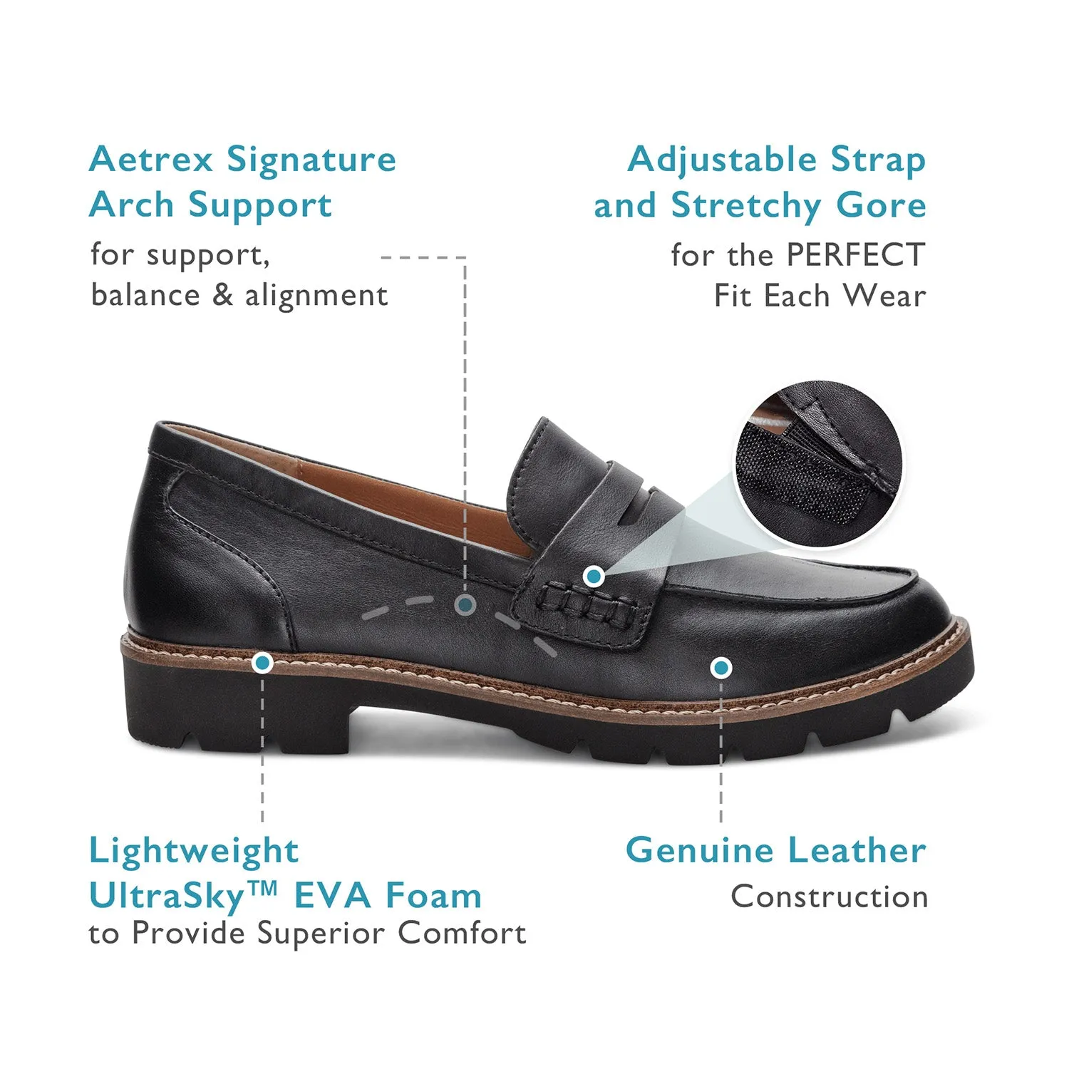 Women's Aetrex Collette Cognac Leather
