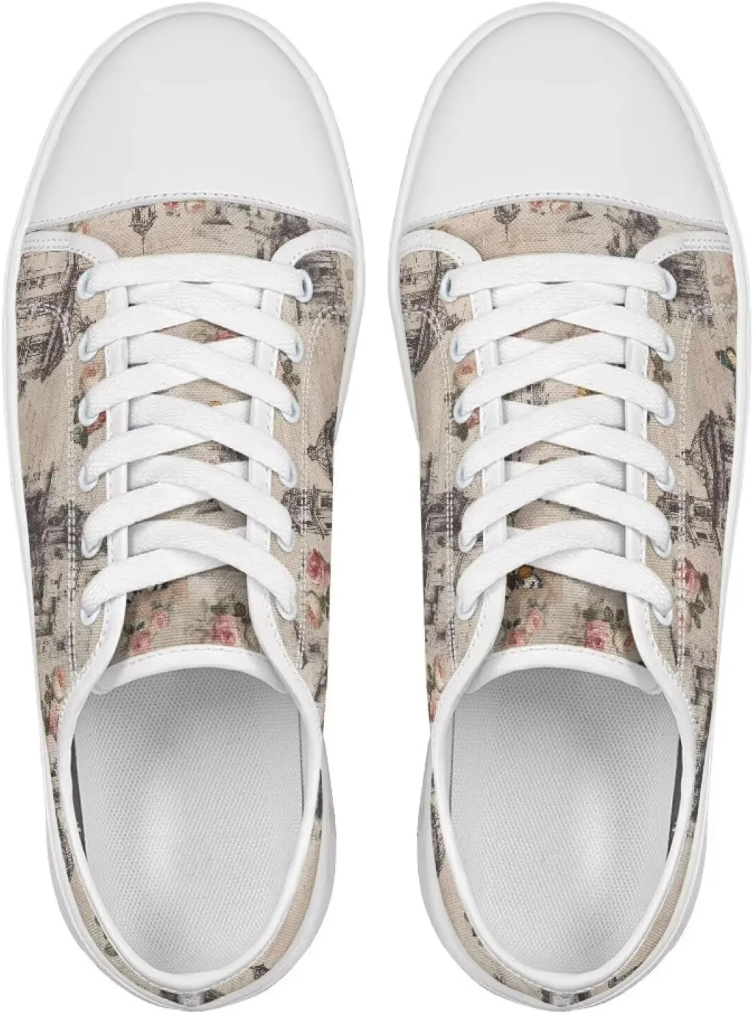 Womens Canvas Slip-On Shoes Lightweight Comfort Sneakers for Casual Wear Soft Cushioned Insole for Athletic Size 6-13.5 White Sole