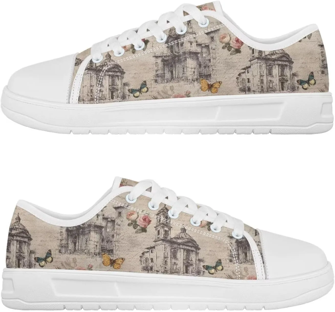 Womens Canvas Slip-On Shoes Lightweight Comfort Sneakers for Casual Wear Soft Cushioned Insole for Athletic Size 6-13.5 White Sole