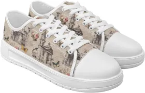 Womens Canvas Slip-On Shoes Lightweight Comfort Sneakers for Casual Wear Soft Cushioned Insole for Athletic Size 6-13.5 White Sole