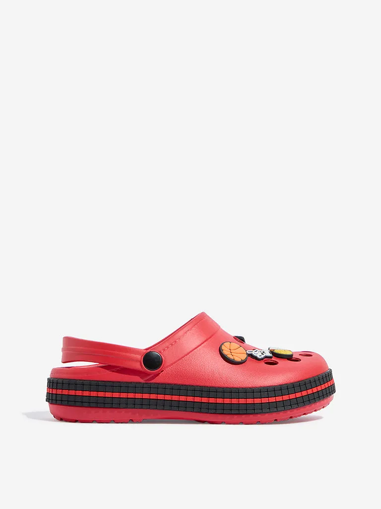 Yellow Red Basketball Applique-Detailed Clogs