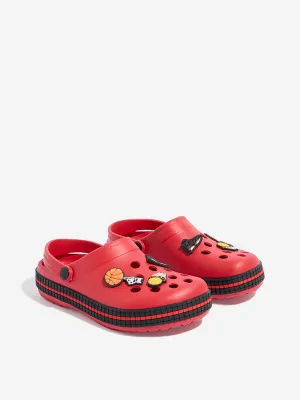 Yellow Red Basketball Applique-Detailed Clogs