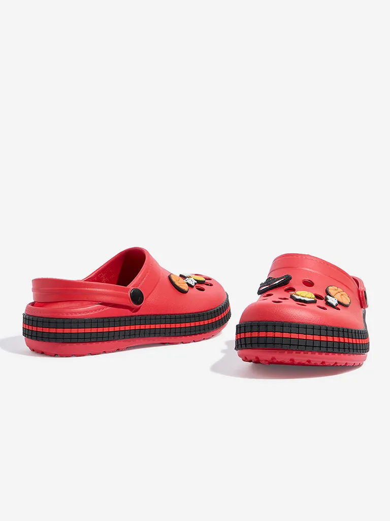 Yellow Red Basketball Applique-Detailed Clogs